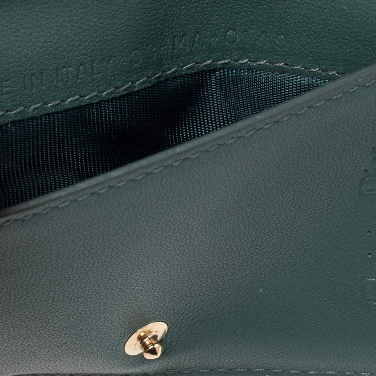 Pre Owned Dior Green Cannage Leather Mini Lady Dior Card Case