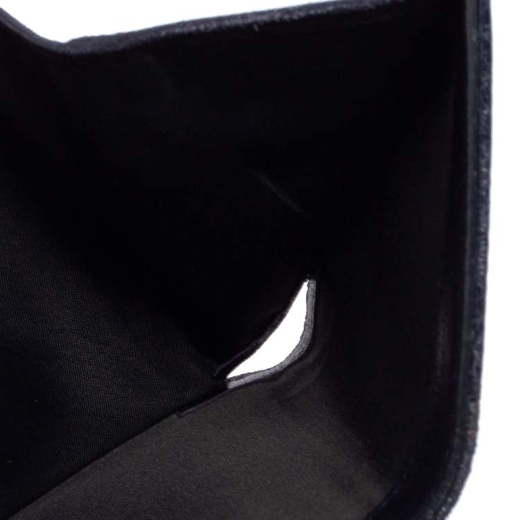 Pre Owned Dior Blue Crinkled Leather Diorama Trifold Wallet