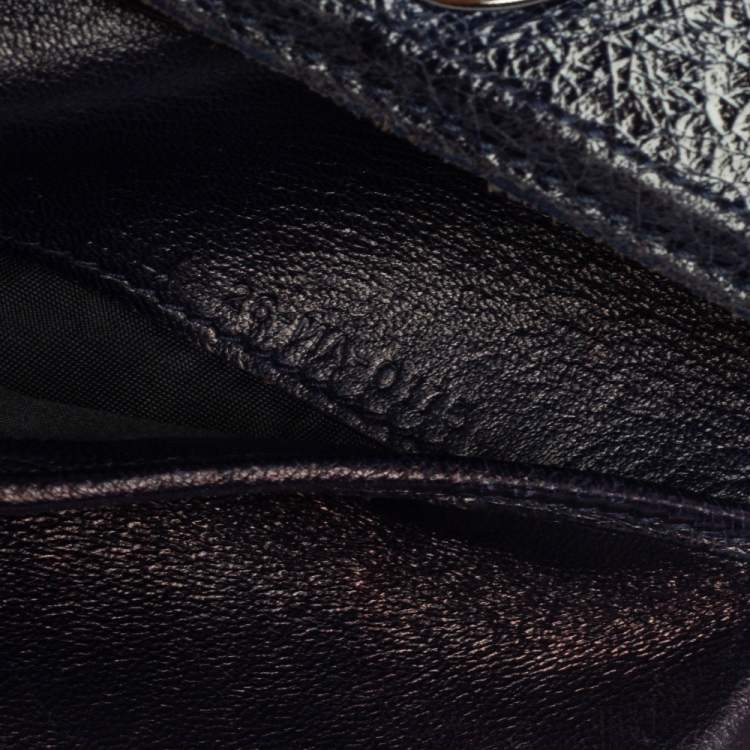 Pre Owned Dior Blue Crinkled Leather Diorama Trifold Wallet