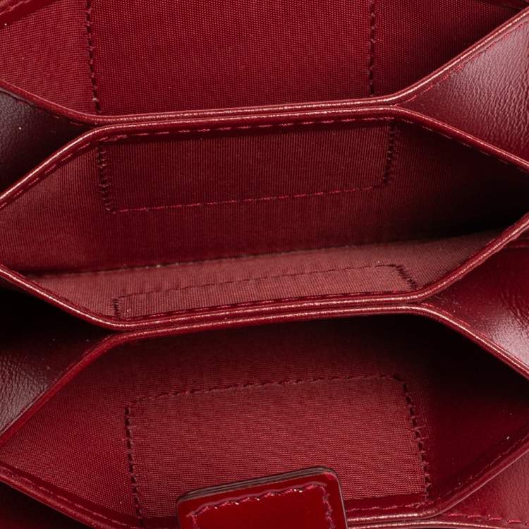 Pre Owned  Dior Red Cannage Patent Leather Lady Dior Gusset Card Case 