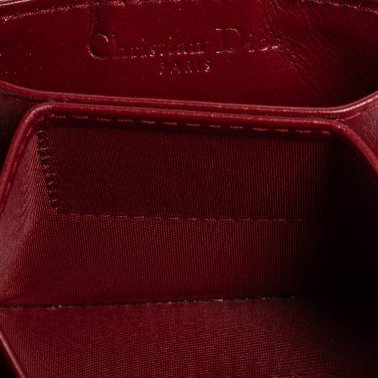 Pre Owned  Dior Red Cannage Patent Leather Lady Dior Gusset Card Case 