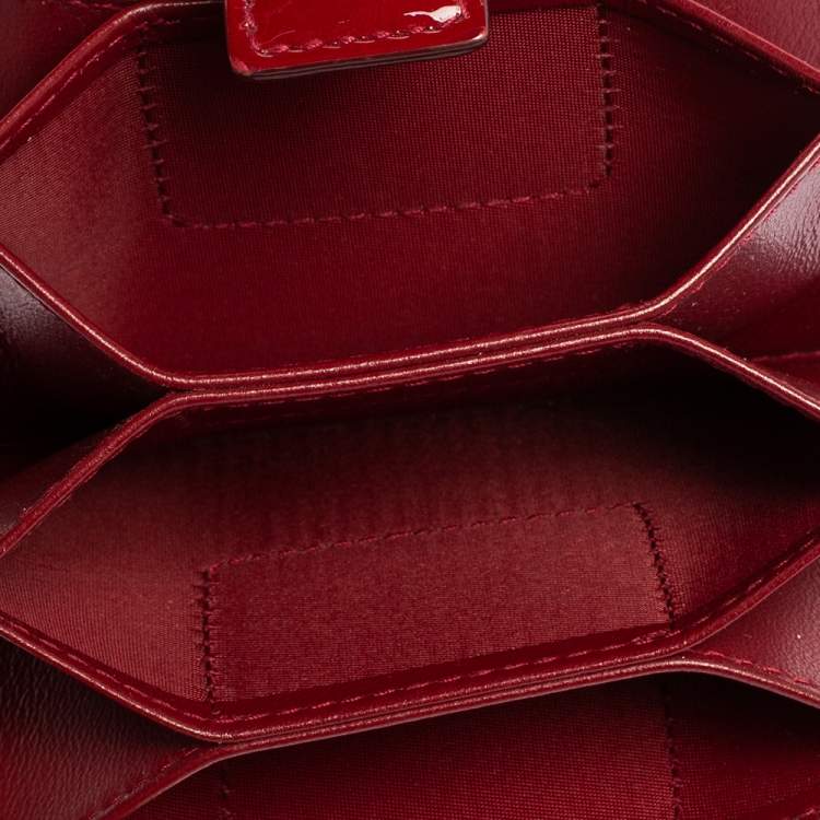 Pre Owned  Dior Red Cannage Patent Leather Lady Dior Gusset Card Case 