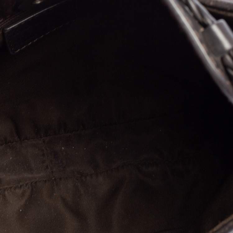 Pre Owned Dior Dark Brown Oblique Nylon and Leather Ethnic Hobo