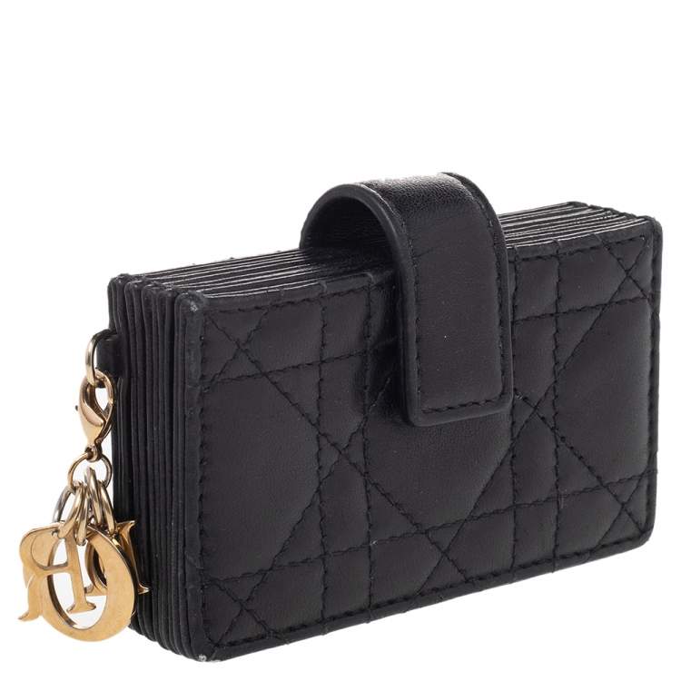 Pre Owned Dior Black Cannage Leather Lady Dior 5-Gusset Card Holder