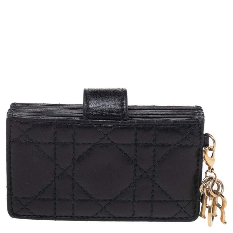 Pre Owned Dior Black Cannage Leather Lady Dior 5-Gusset Card Holder