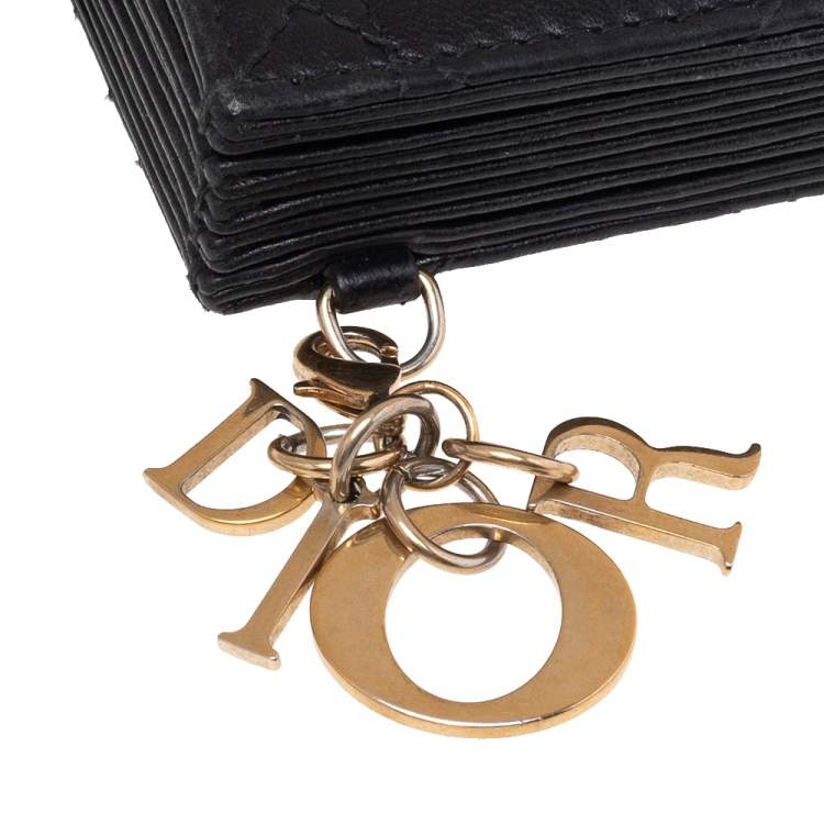 Pre Owned Dior Black Cannage Leather Lady Dior 5-Gusset Card Holder