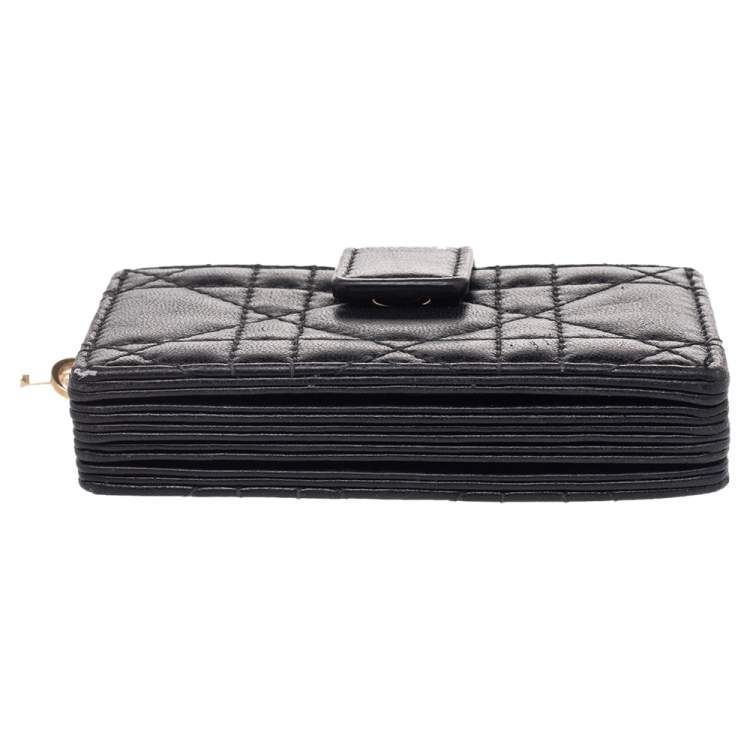 Pre Owned Dior Black Cannage Leather Lady Dior 5-Gusset Card Holder
