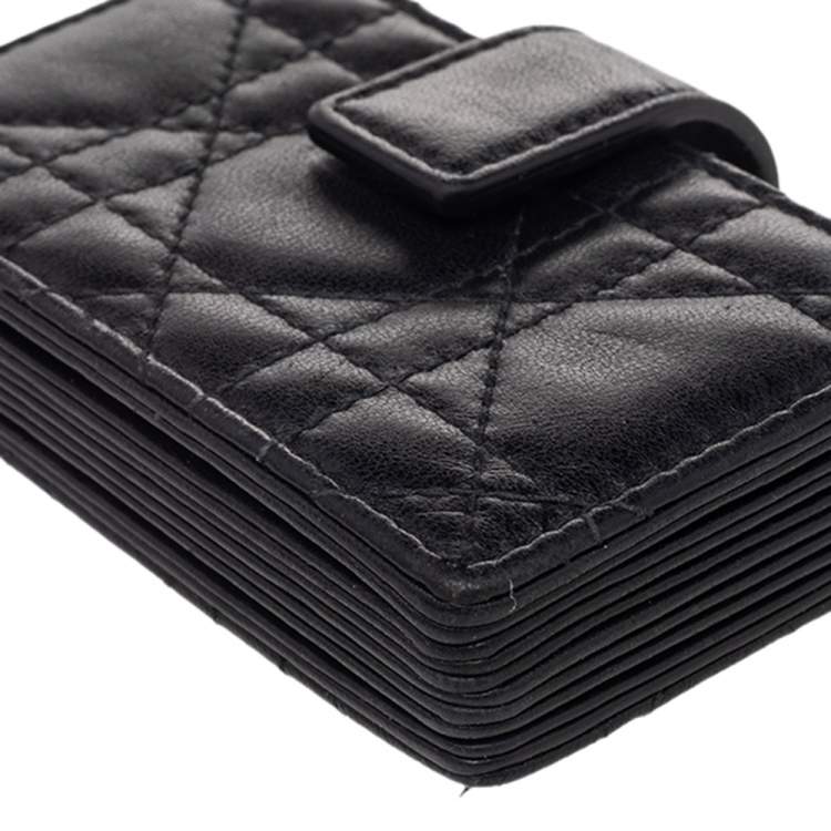Pre Owned Dior Black Cannage Leather Lady Dior 5-Gusset Card Holder