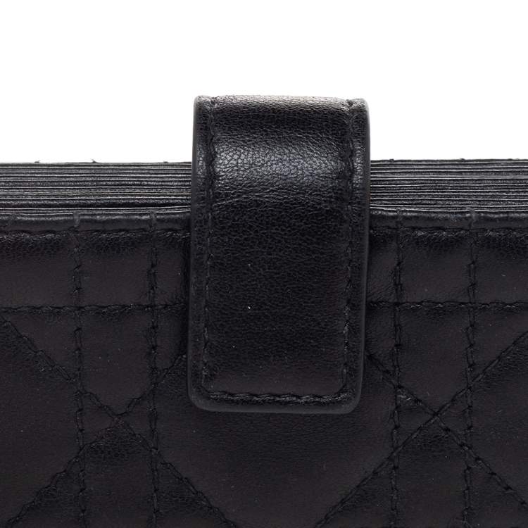 Pre Owned Dior Black Cannage Leather Lady Dior 5-Gusset Card Holder