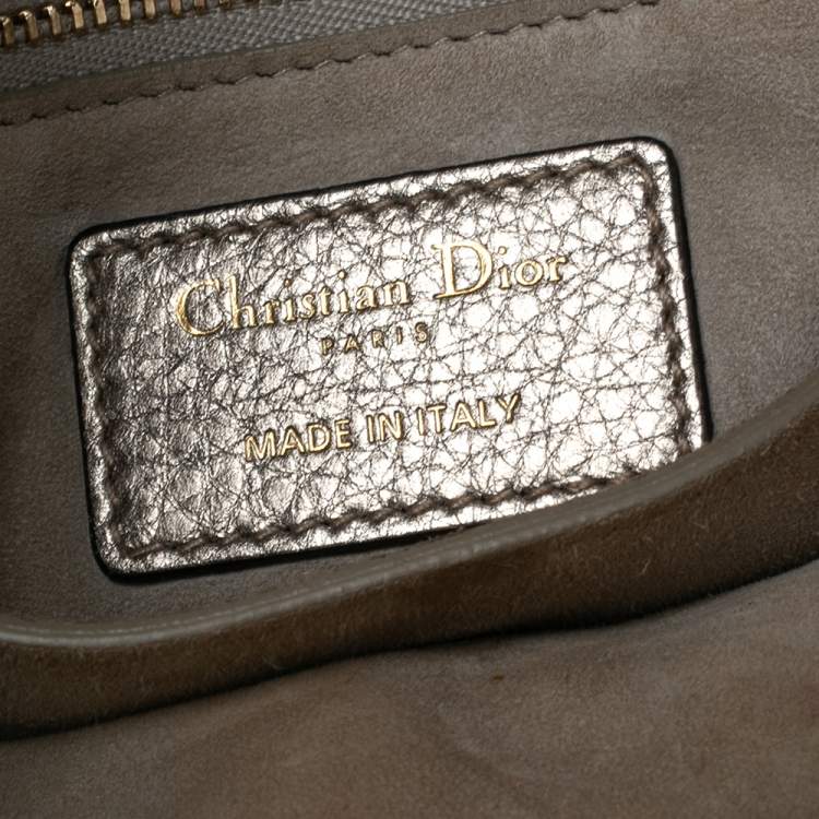 Pre Owned Dior Gold Cannage Leather Medium Lady Dior Tote
