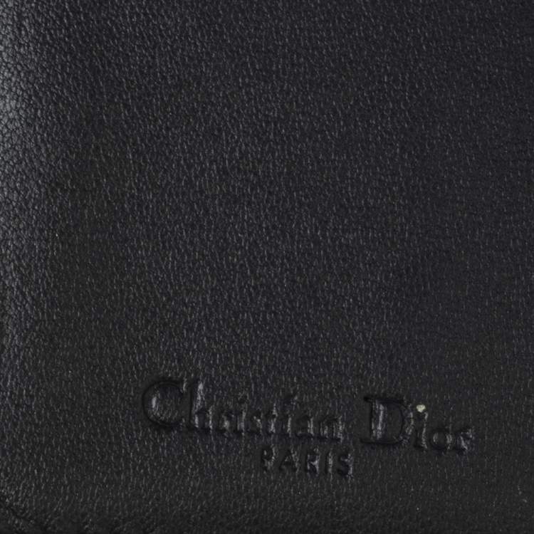 Pre Owned Dior Metallic Midnight Blue Cannage Quilted Leather Compact French Wallet