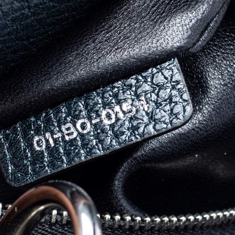 Pre Owned Dior Dark Blue Flower Print Leather Mini Lady Dior Tote