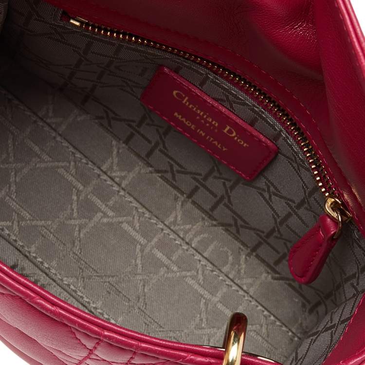 Pre Owned Dior Pink Cannage Leather Mini Chain Lady Dior Tote