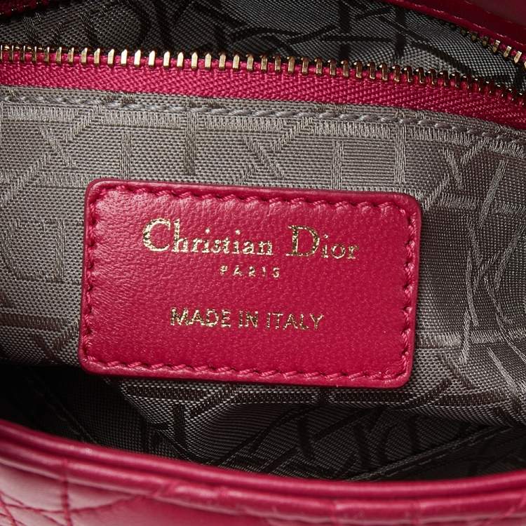 Pre Owned Dior Pink Cannage Leather Mini Chain Lady Dior Tote