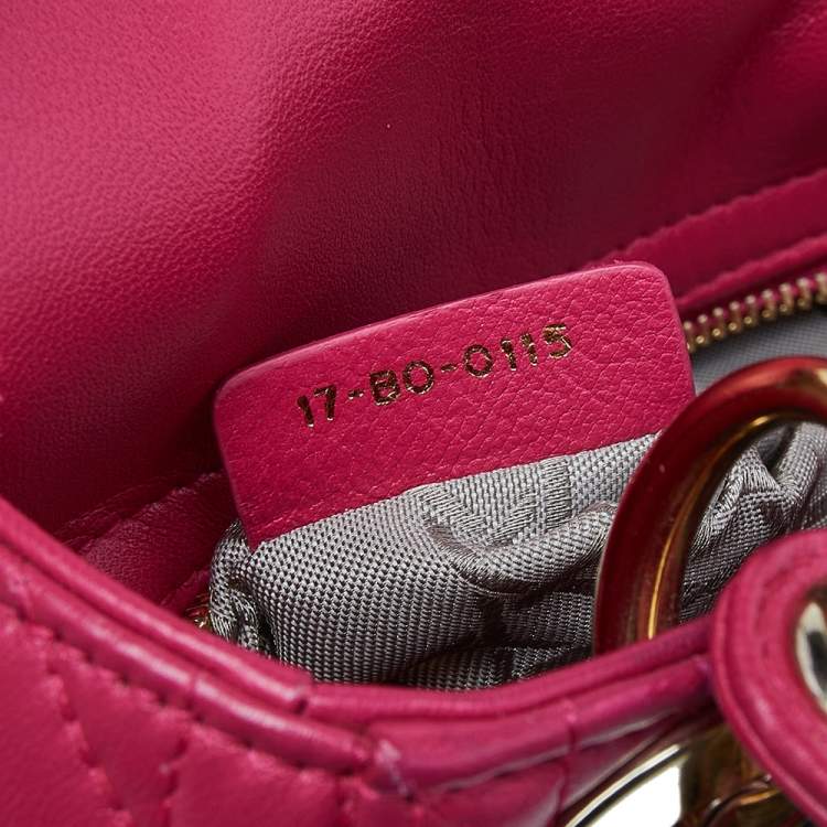 Pre Owned Dior Pink Cannage Leather Mini Chain Lady Dior Tote
