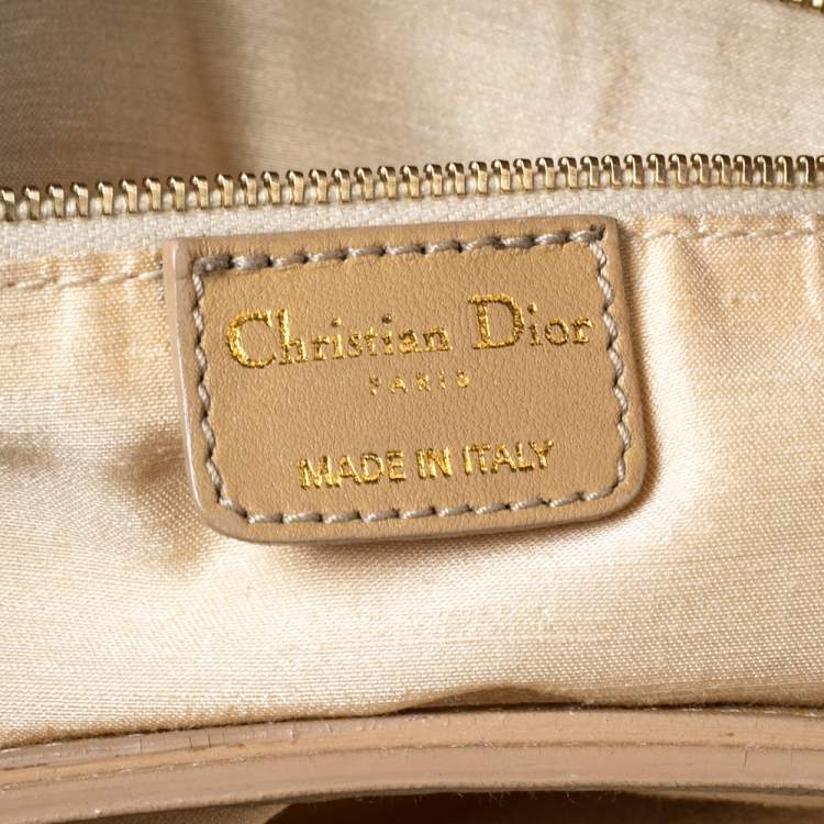 Pre Owned Dior Beige Cannage Canvas and Leather Lady Dior Hobo