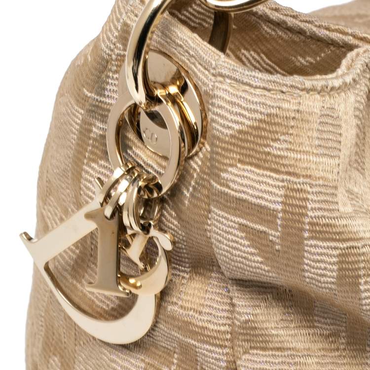 Pre Owned Dior Beige Cannage Canvas and Leather Lady Dior Hobo