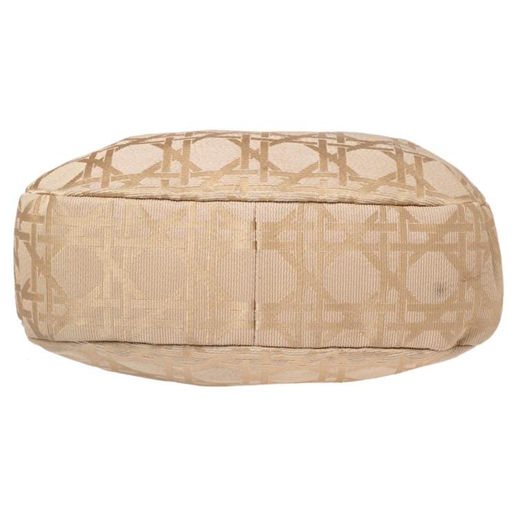 Pre Owned Dior Beige Cannage Canvas and Leather Lady Dior Hobo