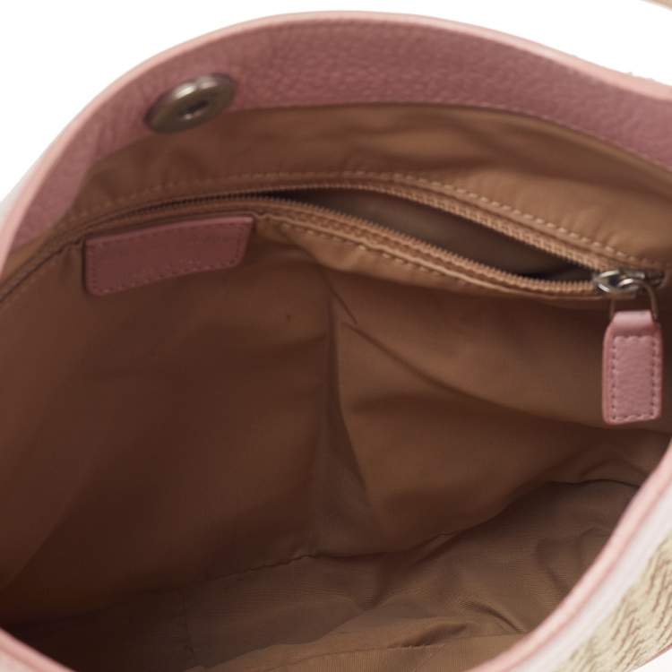 Pre Owned Dior Pink/Beige Diorissimo Canvas And Leather Hobo