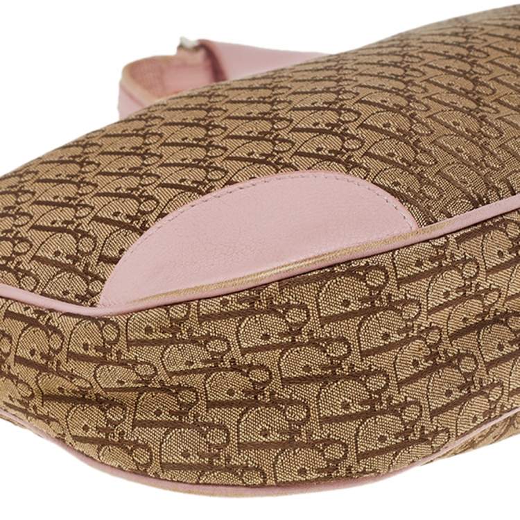 Pre Owned Dior Pink/Beige Diorissimo Canvas And Leather Hobo