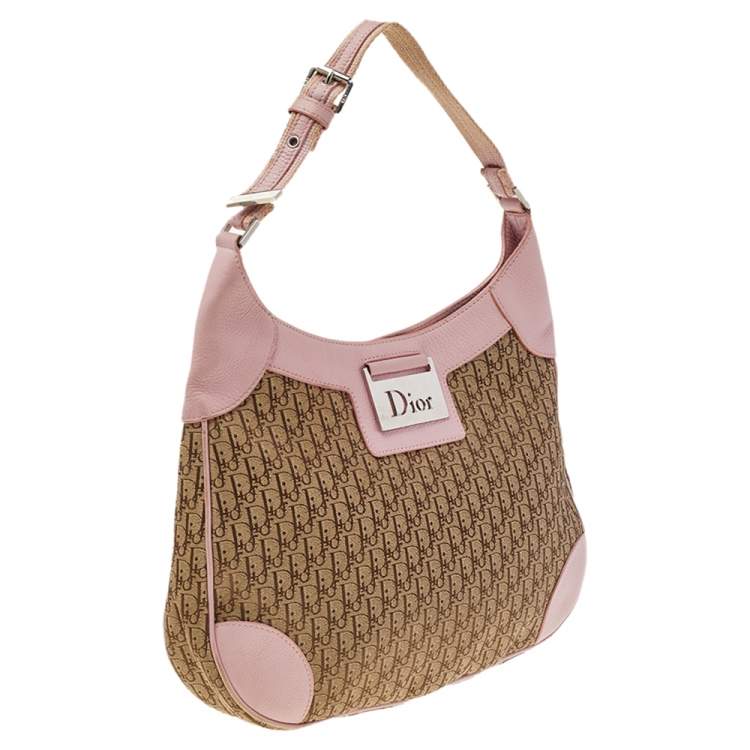 Pre Owned Dior Pink/Beige Diorissimo Canvas And Leather Hobo