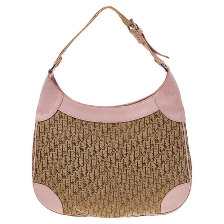 Pre Owned Dior Pink/Beige Diorissimo Canvas And Leather Hobo