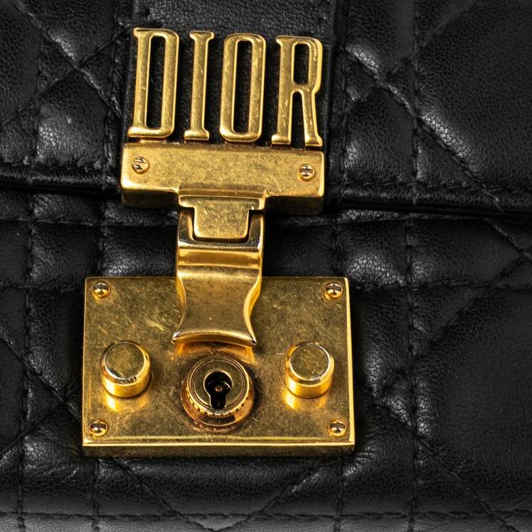 Pre Owned Dior Black Cannage Leather Addict Wallet