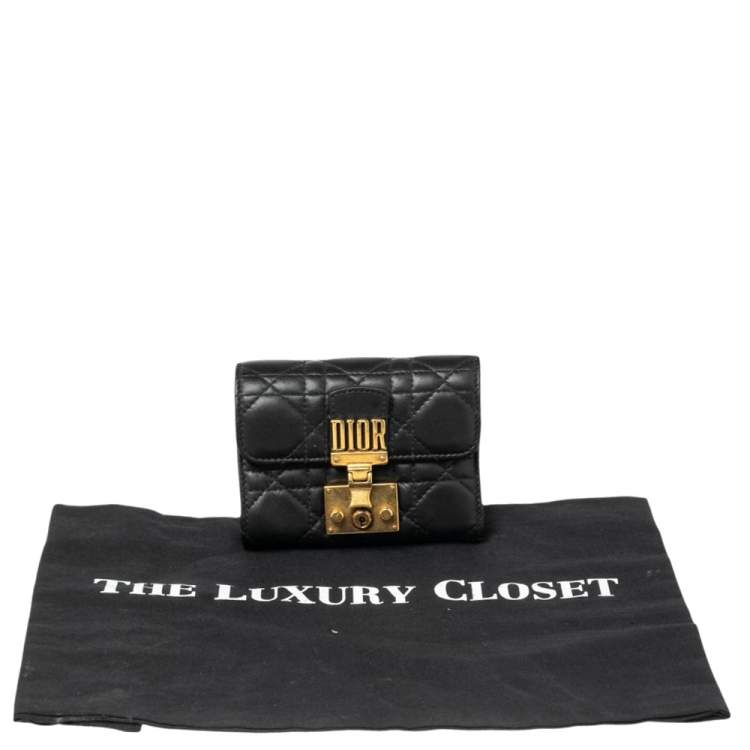 Pre Owned Dior Black Cannage Leather Addict Wallet