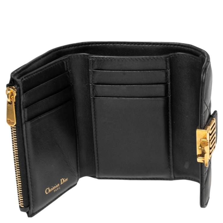 Pre Owned Dior Black Cannage Leather Addict Wallet