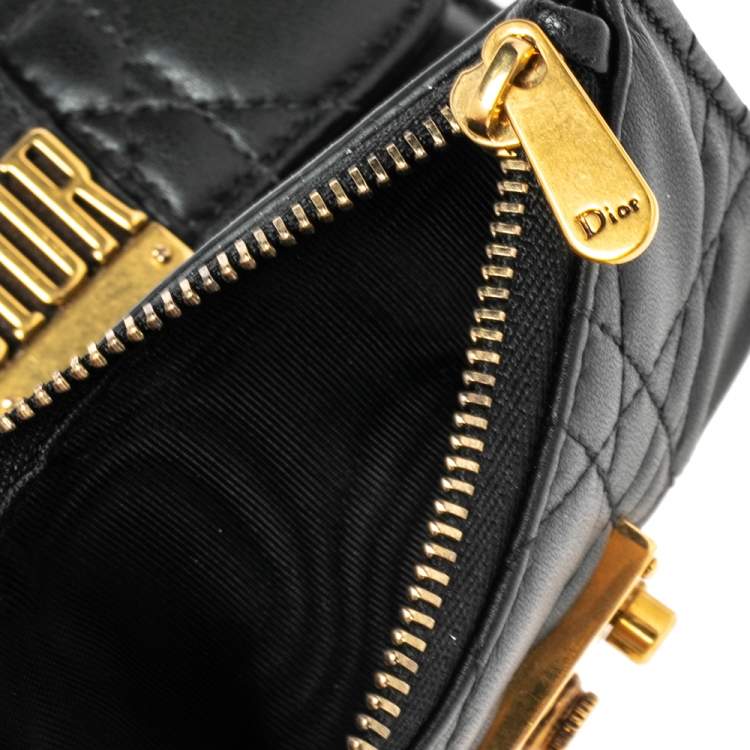 Pre Owned Dior Black Cannage Leather Addict Wallet