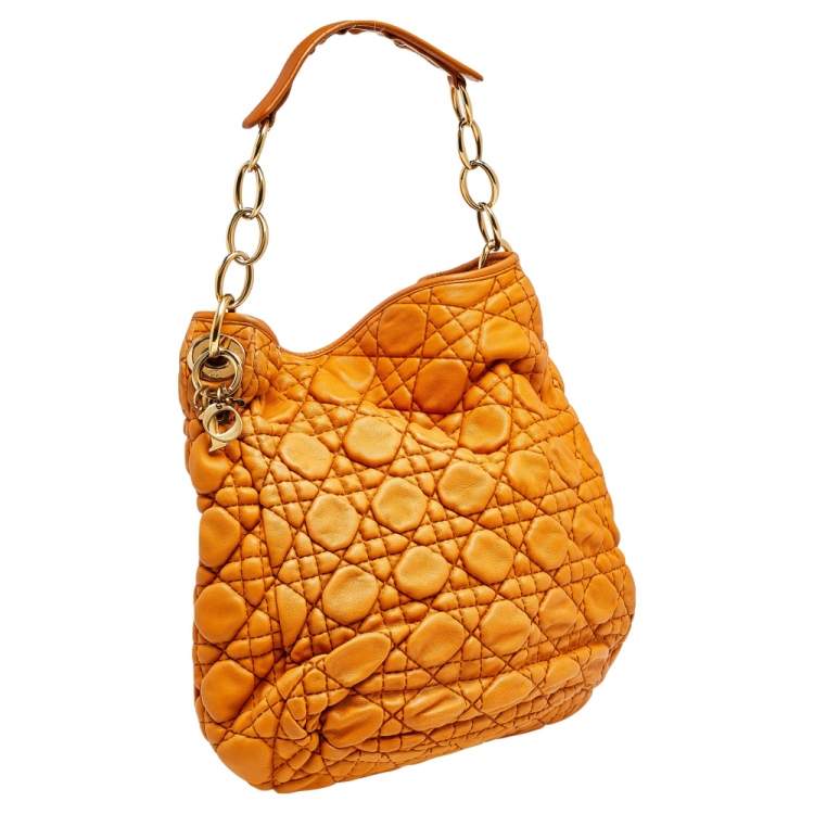 Pre Owned Dior Tan Quilted Cannage Leather Hobo