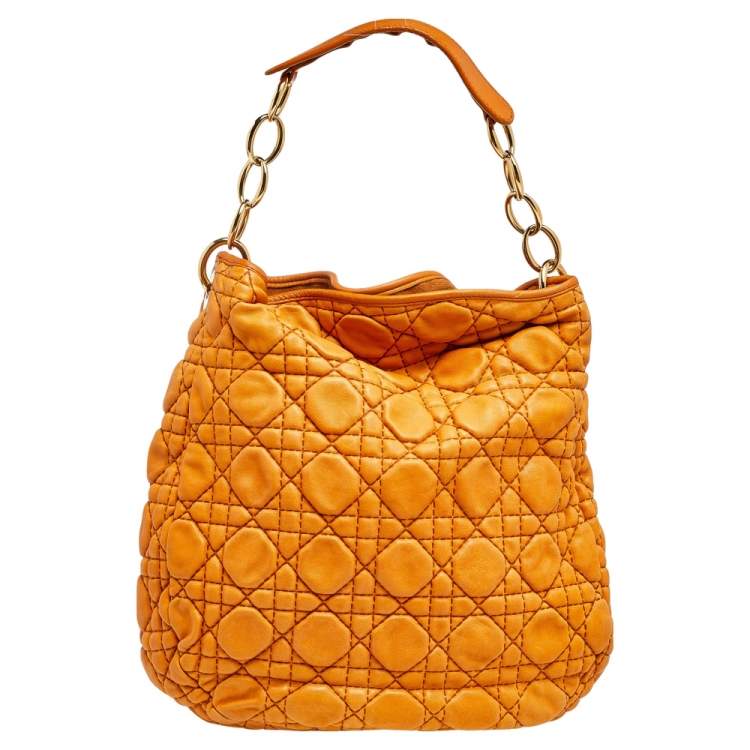 Pre Owned Dior Tan Quilted Cannage Leather Hobo