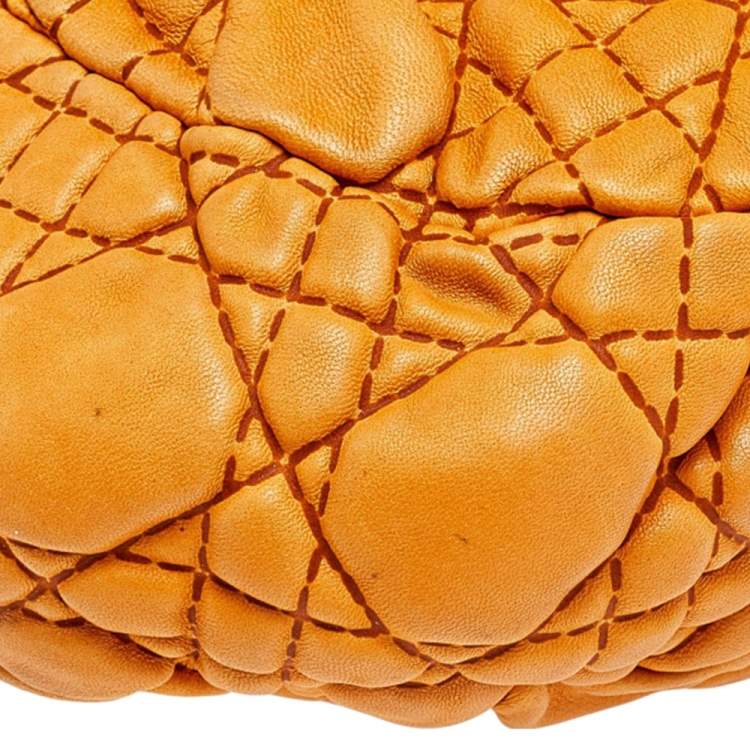 Pre Owned Dior Tan Quilted Cannage Leather Hobo