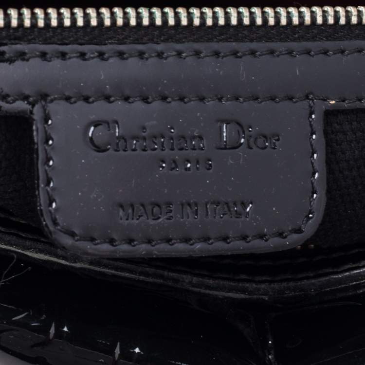 Pre Owned Dior Black Monogram Patent Leather Boston Bag