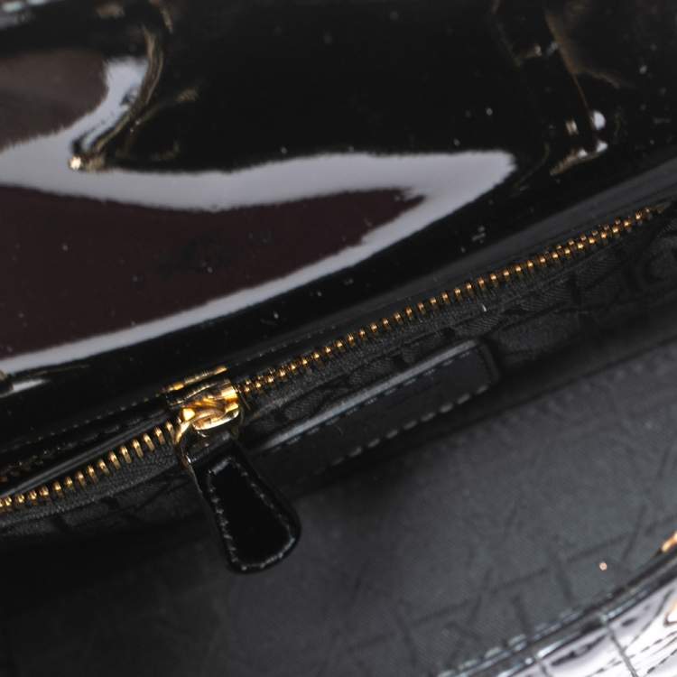 Pre Owned Dior Black Patent Leather Mini Lady Dior Tote