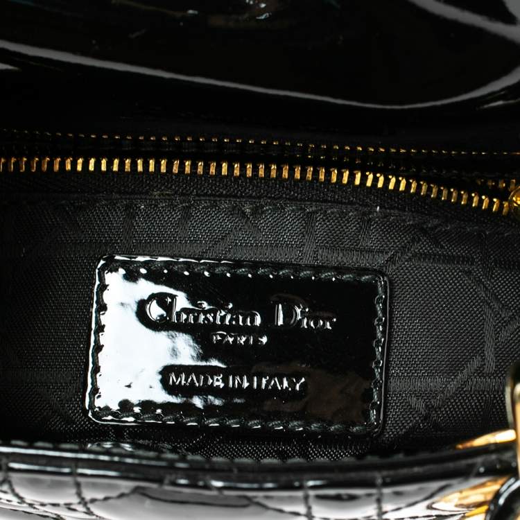 Pre Owned Dior Black Patent Leather Mini Lady Dior Tote
