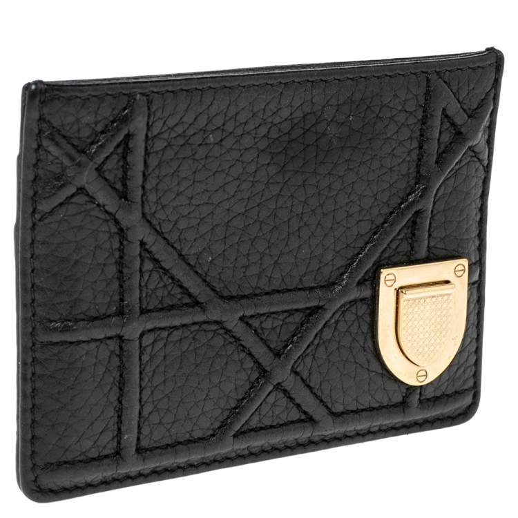 Pre Owned Dior Black Leather Diorama Card Holder