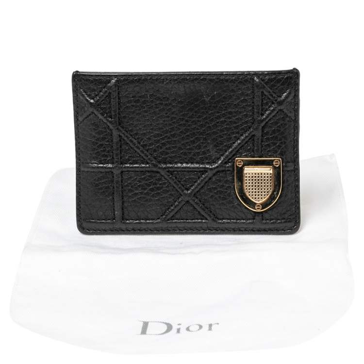 Pre Owned Dior Black Leather Diorama Card Holder