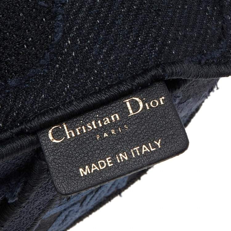 Pre Owned Dior Navy Blue Canvas Camouflage Embroidered Saddle Belt Bag