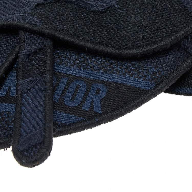 Pre Owned Dior Navy Blue Canvas Camouflage Embroidered Saddle Belt Bag