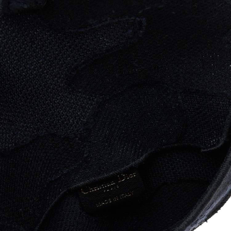 Pre Owned Dior Navy Blue Canvas Camouflage Embroidered Saddle Belt Bag