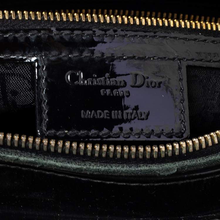 Pre Owned Dior Black Cannage Patent Leather Large Lady Dior Tote
