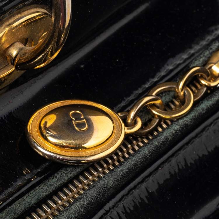Pre Owned Dior Black Cannage Patent Leather Large Lady Dior Tote