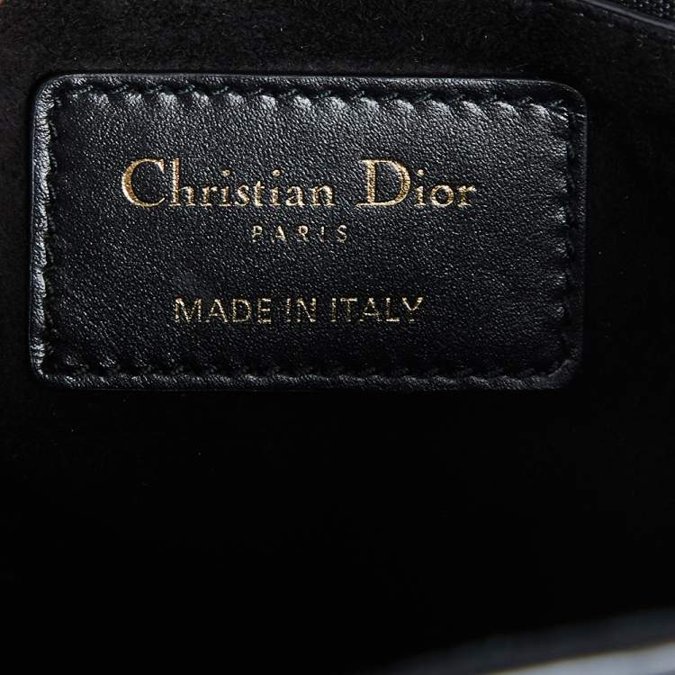 Pre Owned Dior Black Studded Leather Medium Supple Lady Dior Tote