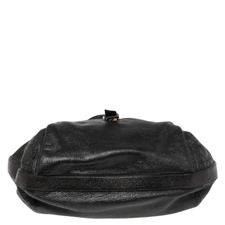 Pre Owned Dior Black Cannage Leather Bee Hobo