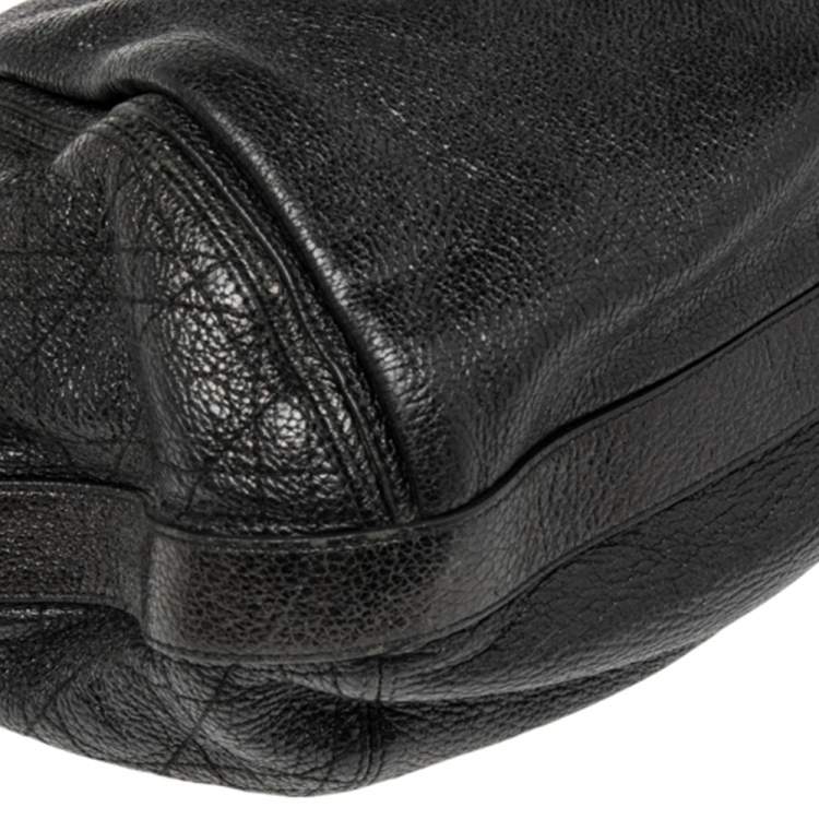 Pre Owned Dior Black Cannage Leather Bee Hobo