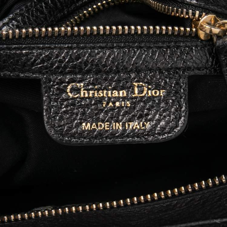 Pre Owned Dior Black Cannage Leather Bee Hobo