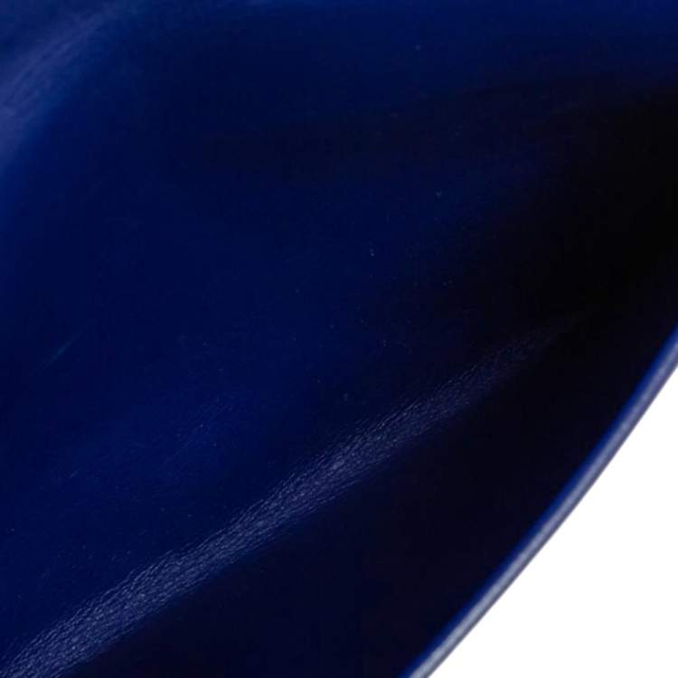 Pre Owned Dior Two Tone Blue Leather Wristlet Pouch