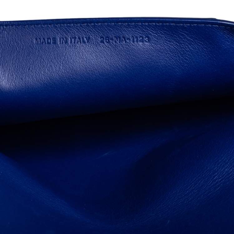 Pre Owned Dior Two Tone Blue Leather Wristlet Pouch