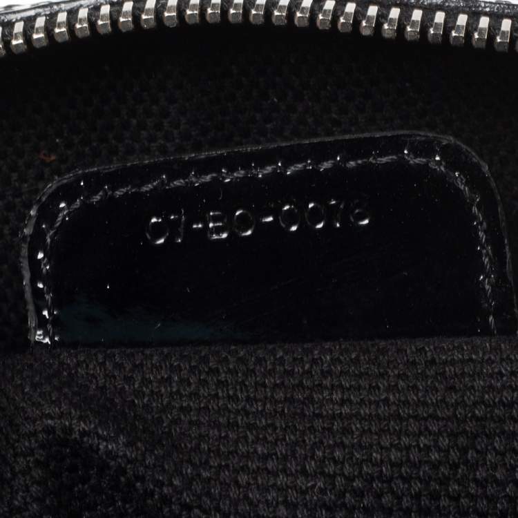 Pre Owned Dior Black Oblique Monogram Patent Leather Boston Bag